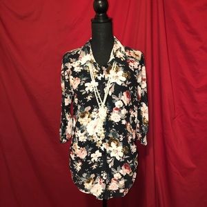 Sheer Maternity Button-up Floral Top